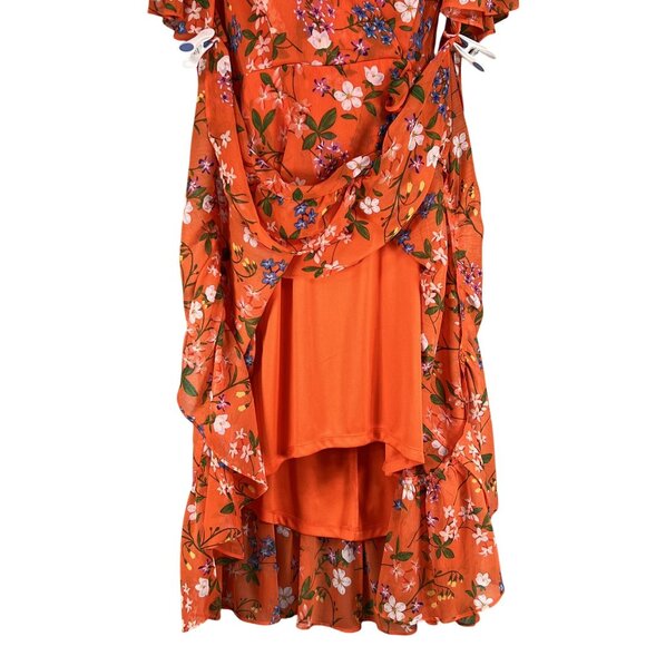 Calvin Klein NWT Womens 6 Floral Chiffon Ruffle Midi Dress Fairycore Bloomcore - Picture 11 of 16